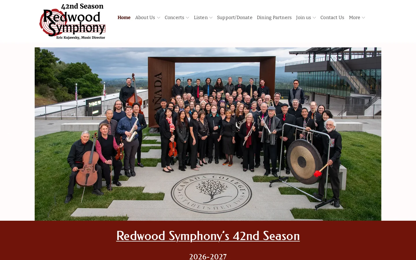 Redwood Symphony Homepage screenshot