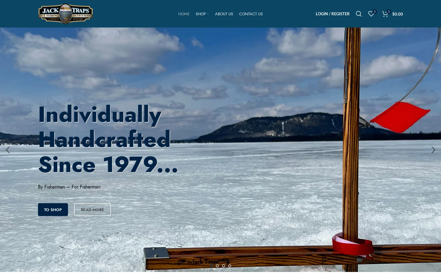 Jack Traps Ice Fishing Traps and Tip Ups Homepage screenshot