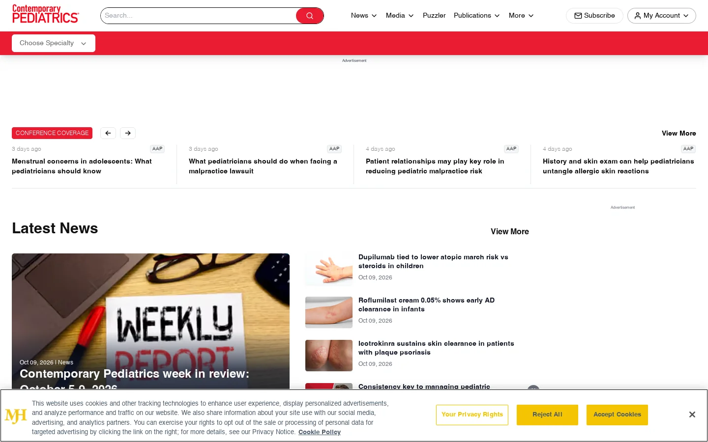 Contemporary Pediatrics Homepage screenshot