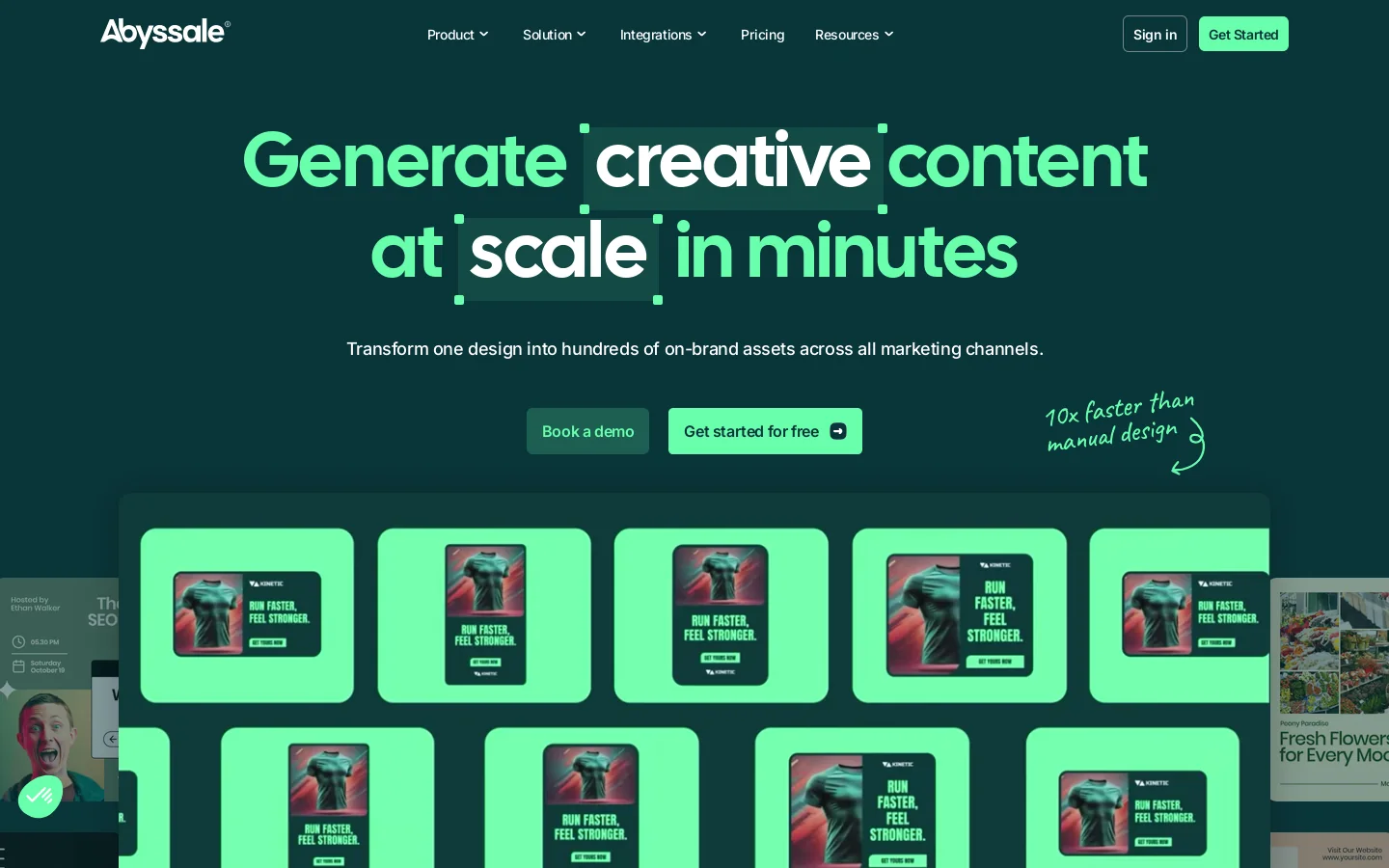 Abyssale Homepage screenshot