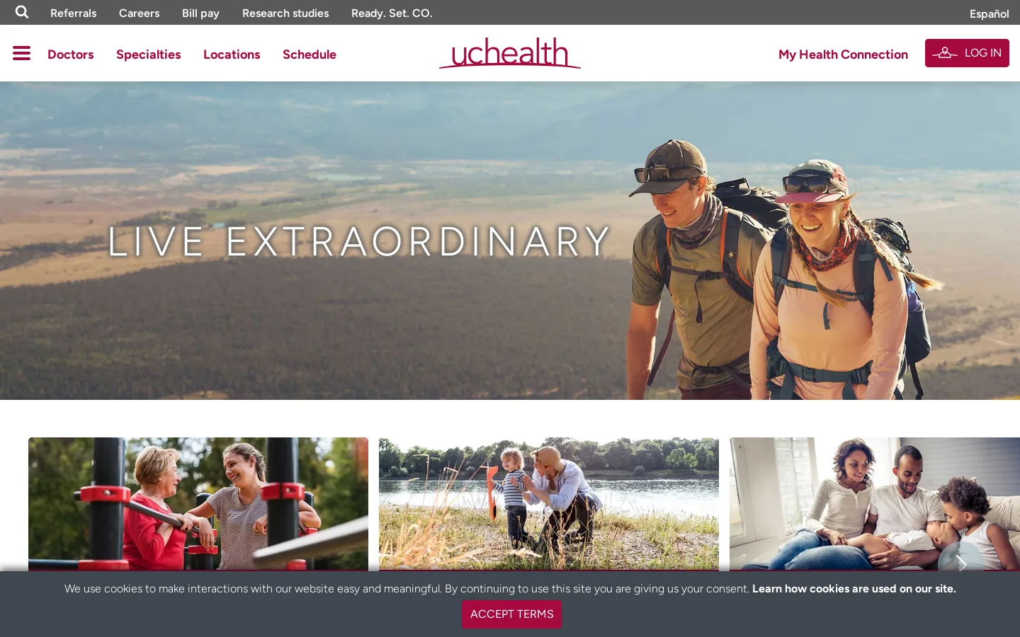 UCHealth Homepage screenshot
