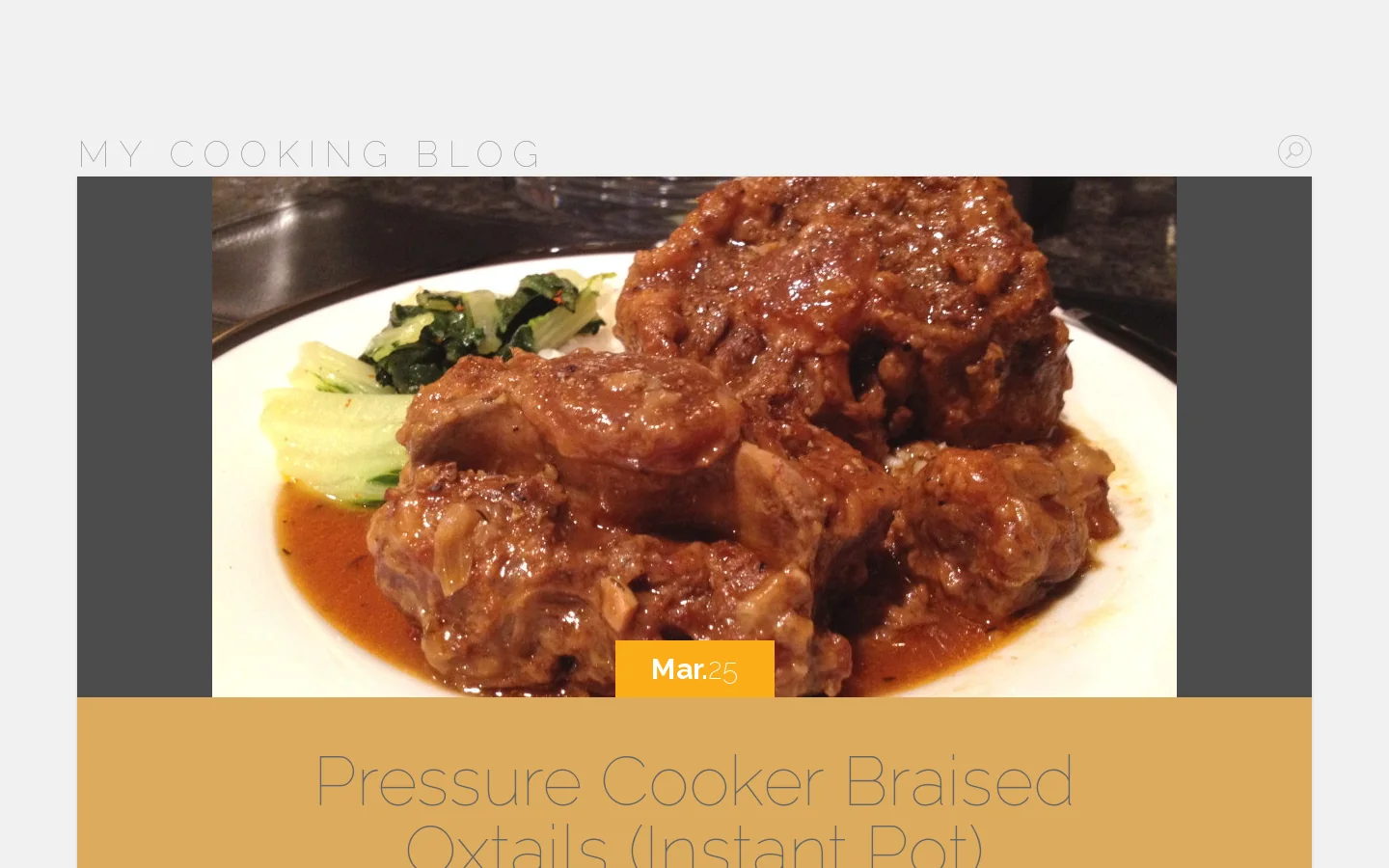 My Cooking Blog Homepage screenshot