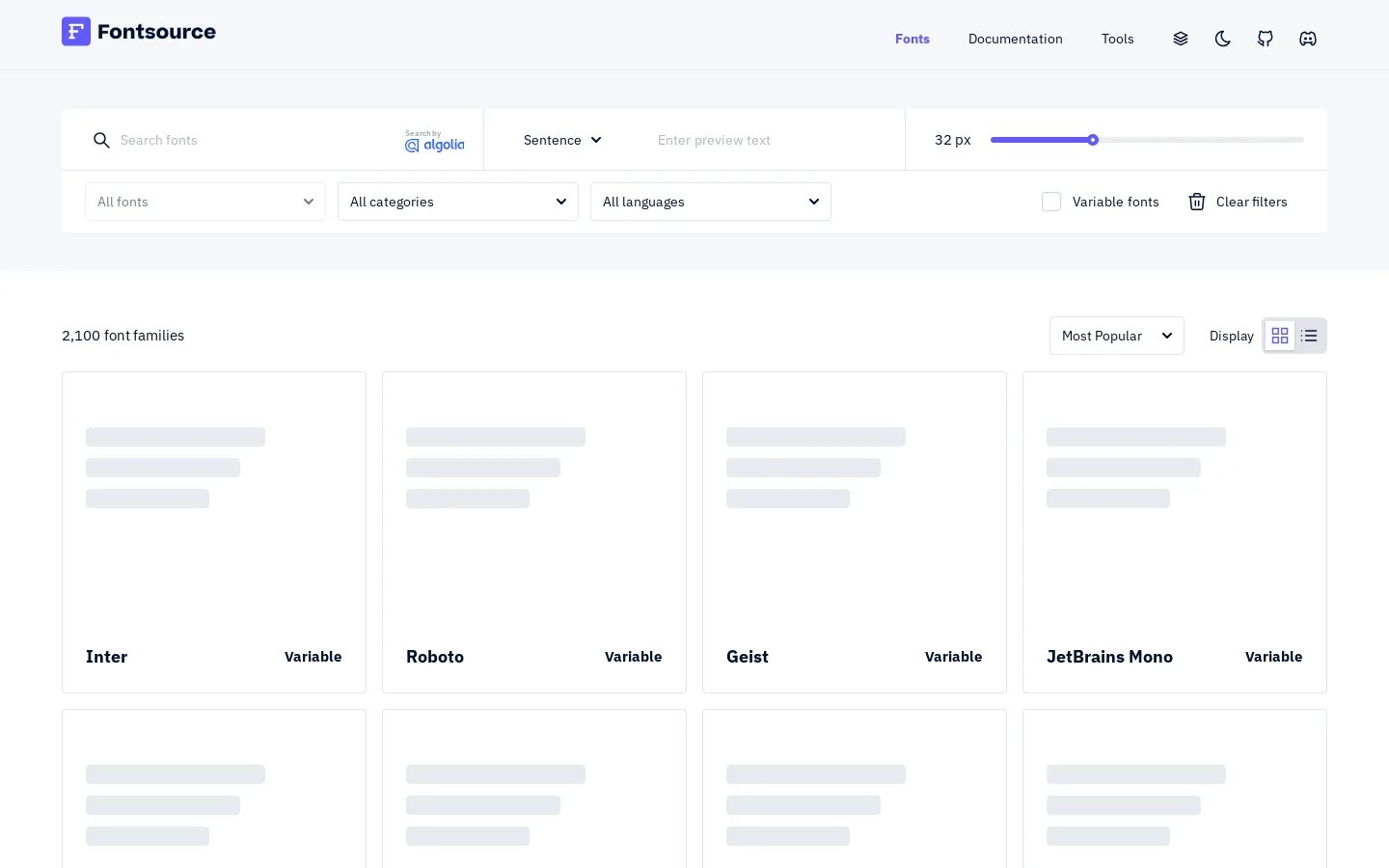 Fontsource Homepage screenshot