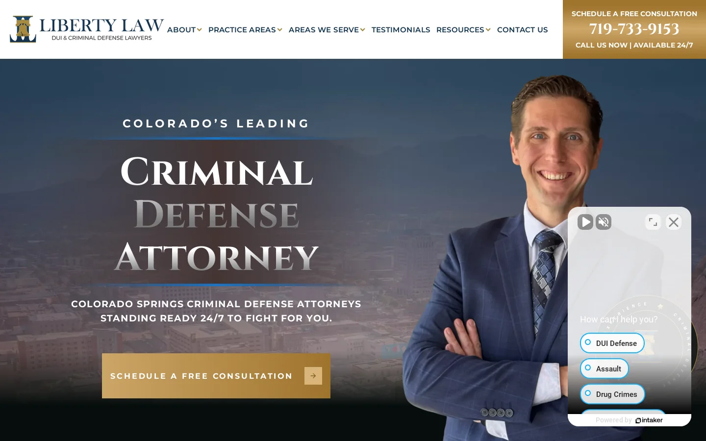 Colorado Springs Criminal Defense Lawyer Homepage screenshot