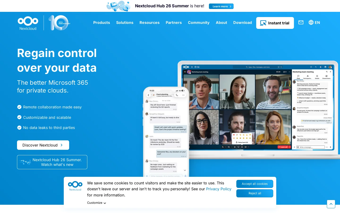Nextcloud Homepage screenshot