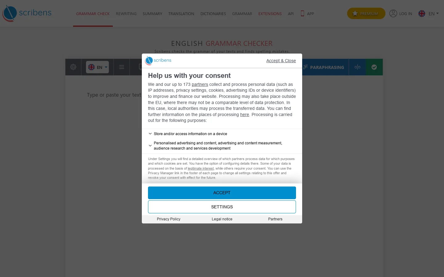 Scribens Homepage screenshot