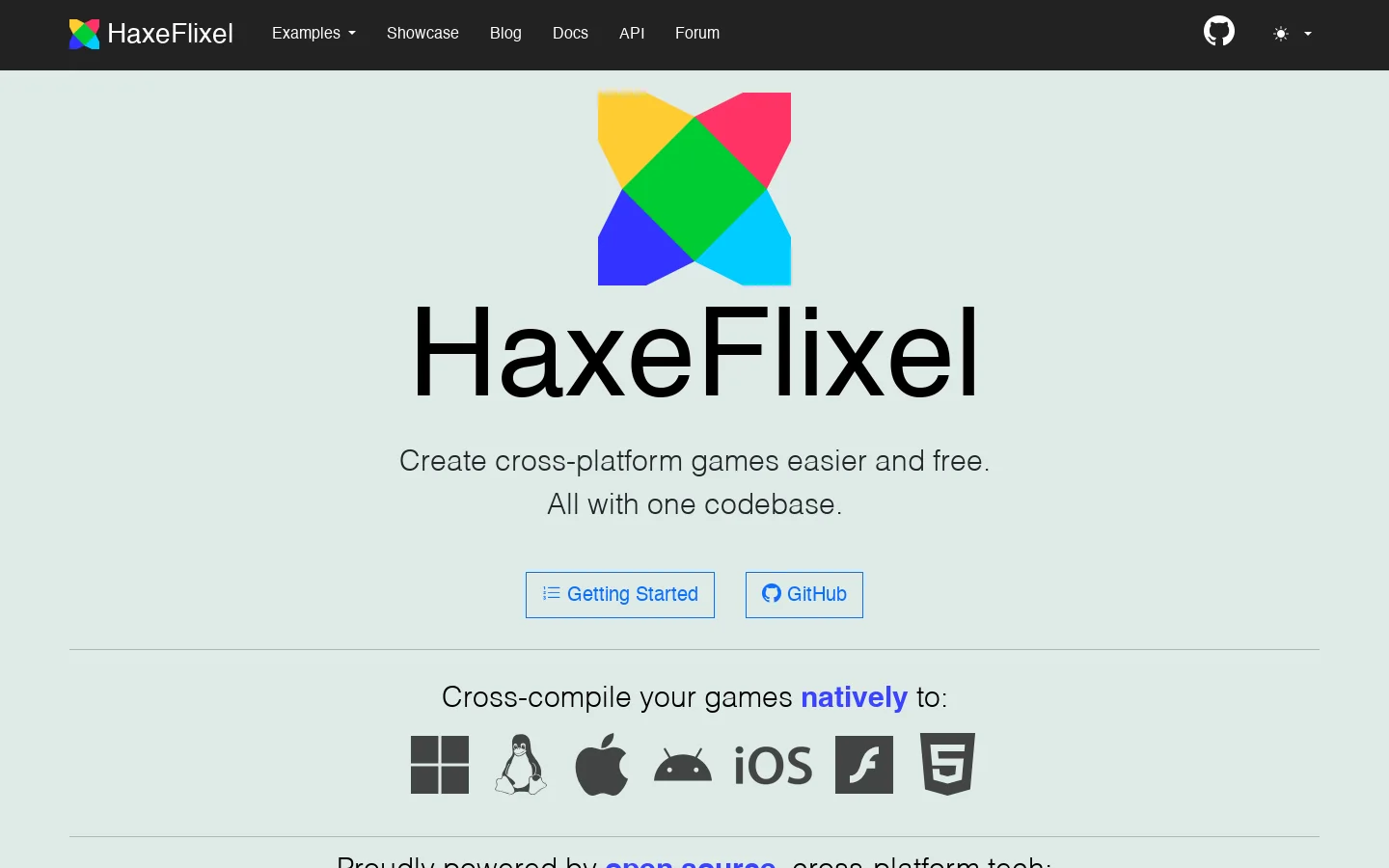 HaxeFlixel Homepage screenshot