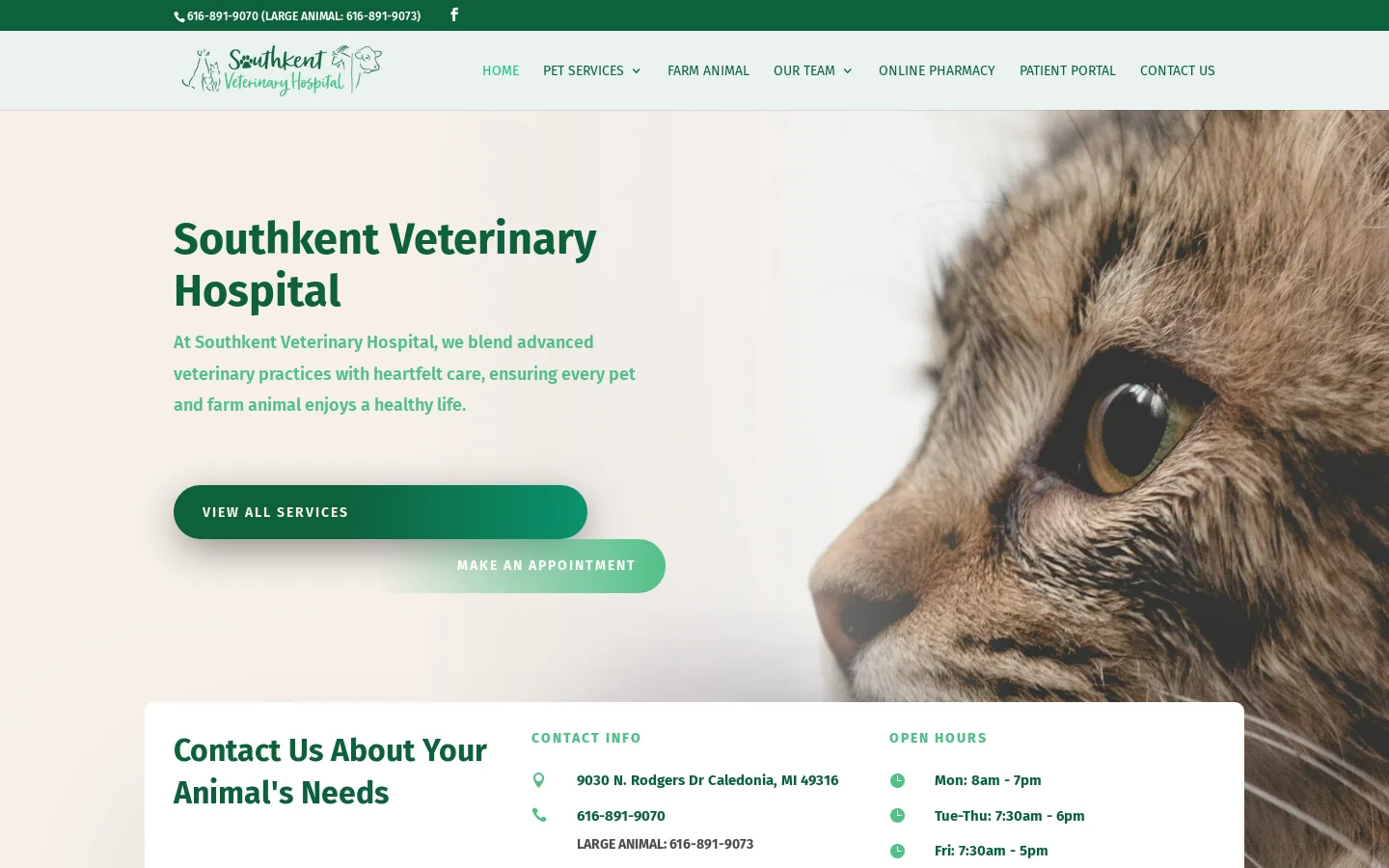 Comprehensive Pet & Farm Animal Care | Southkent Veterinary Homepage screenshot