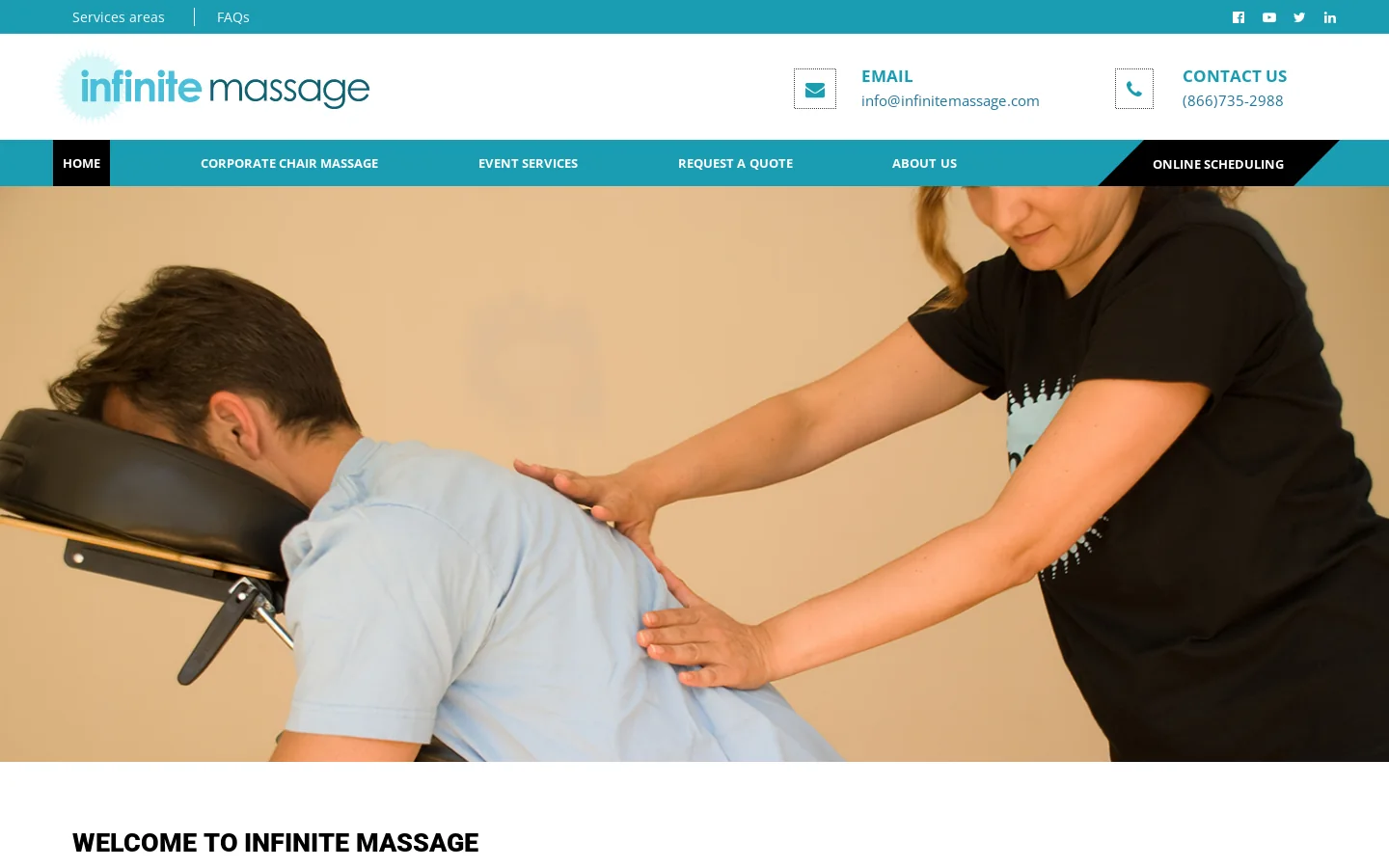 Corporate Chair Massage & Mobile Massage Therapy by Infinite Massage Homepage screenshot