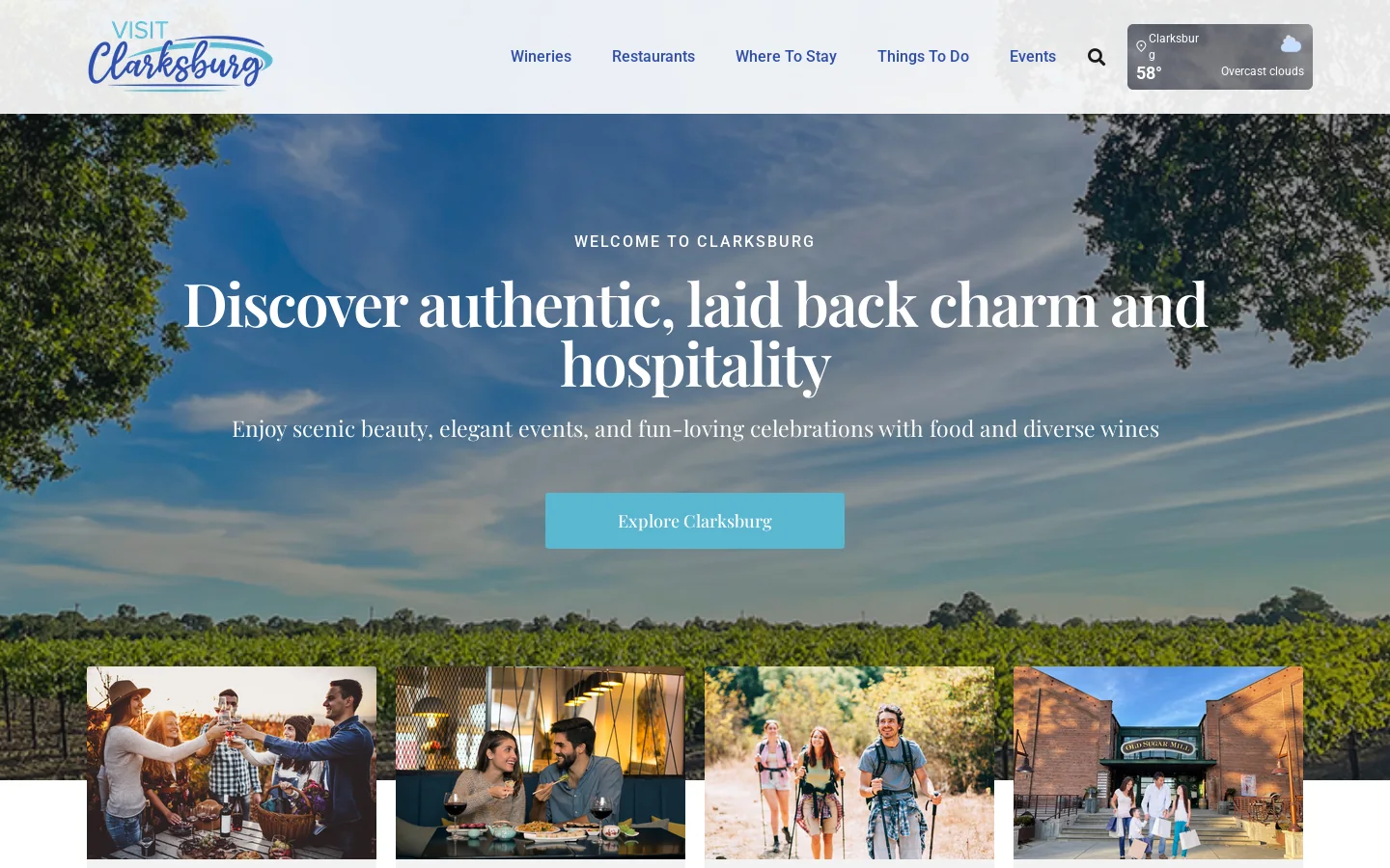 Visit Clarksburg Homepage screenshot