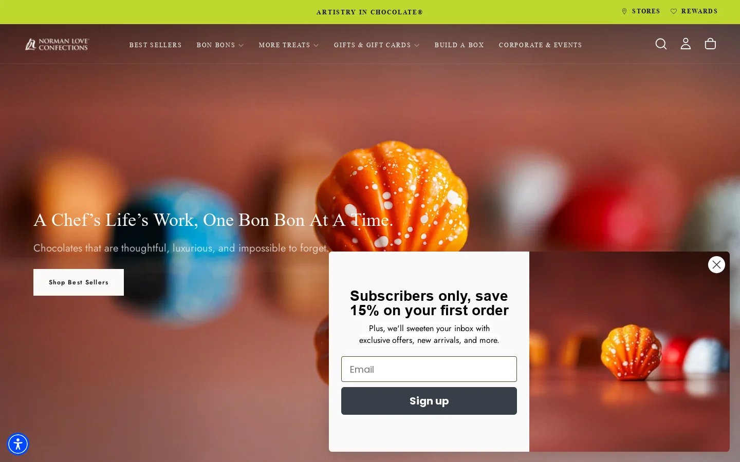 Norman Love Confections Homepage screenshot