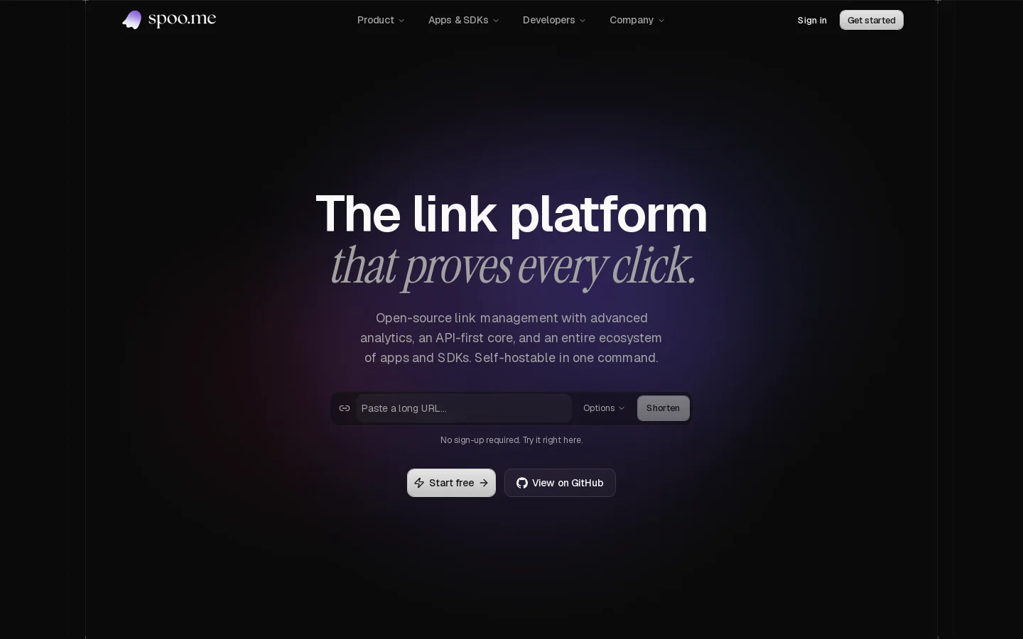 spoo.me Homepage screenshot