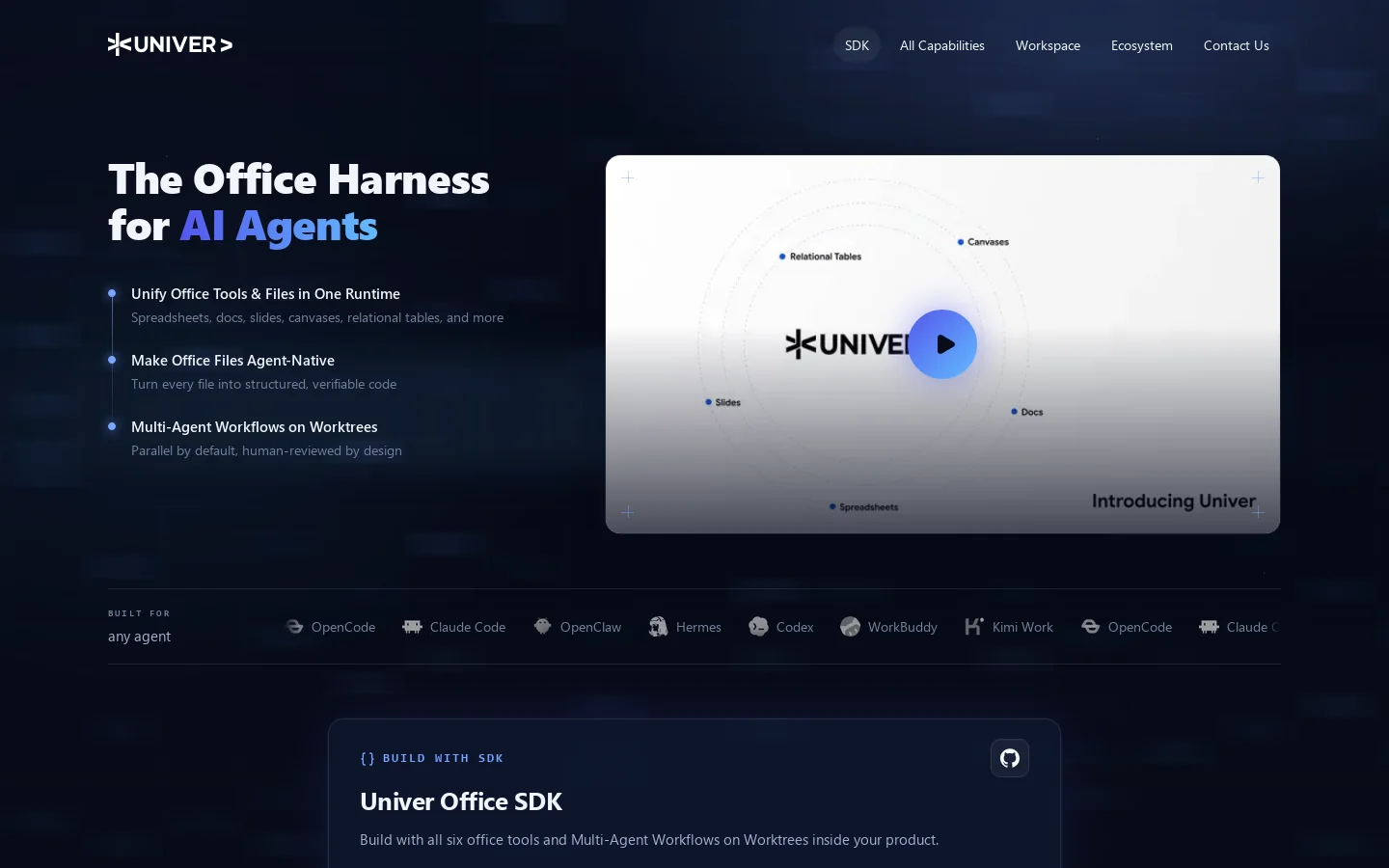 Univer Homepage screenshot