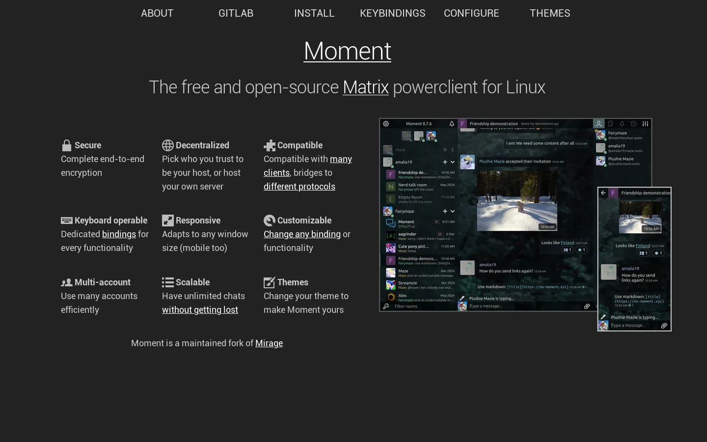 Moment - Official Website Homepage screenshot