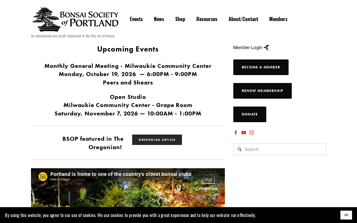 Bonsai Society of Portland Homepage screenshot