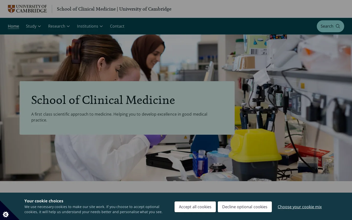 School of Clinical Medicine | School of Clinical Medicine | Homepage screenshot