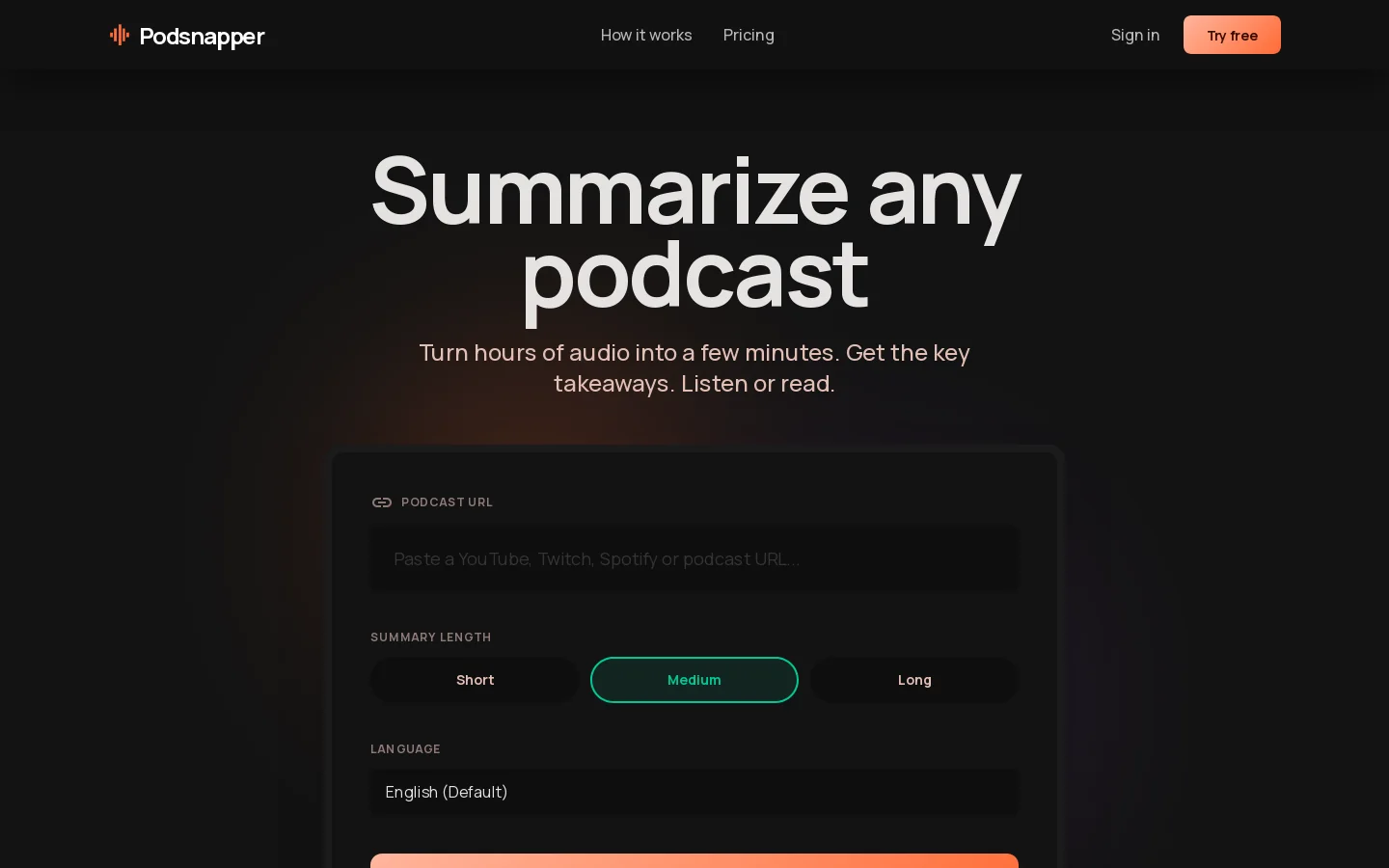 Podsnapper Homepage screenshot