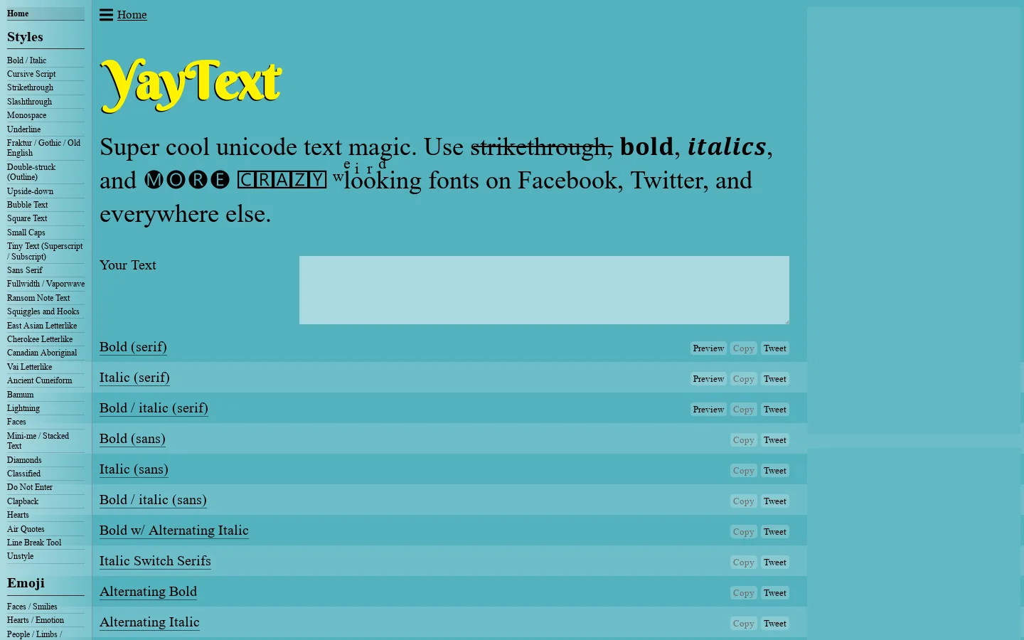 YayText Homepage screenshot