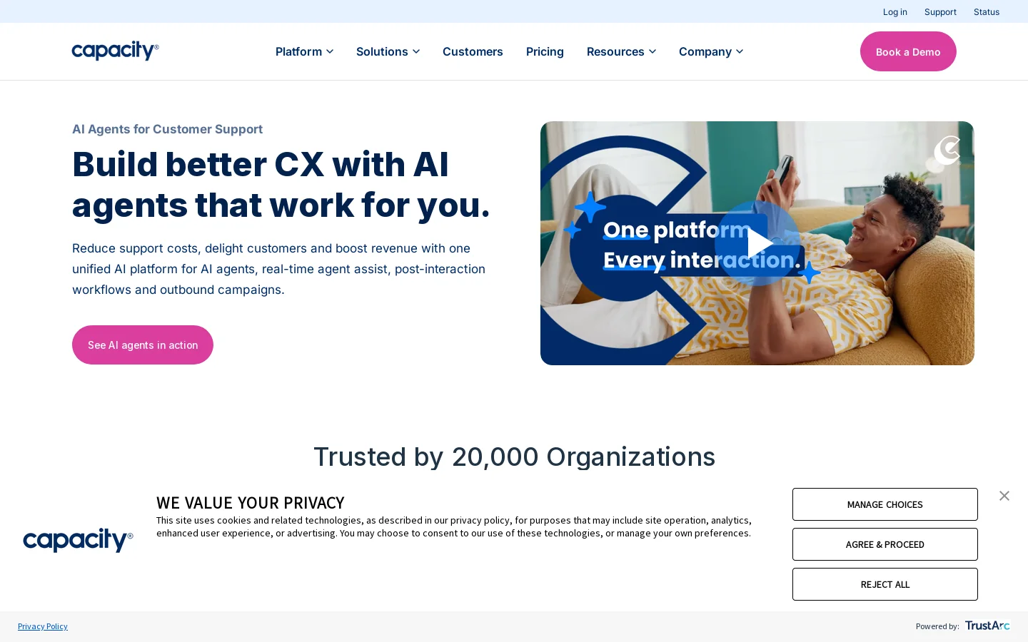 Capacity Homepage screenshot