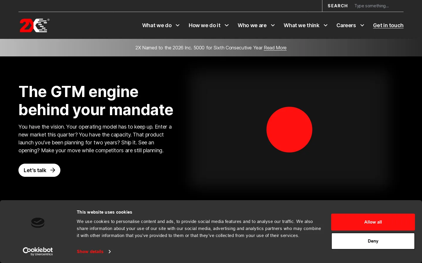 2X Homepage screenshot