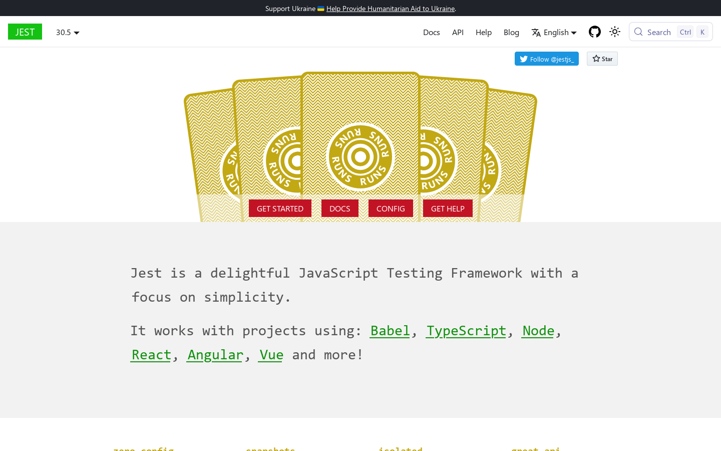 Jest · 🃏 Delightful JavaScript Testing Homepage screenshot