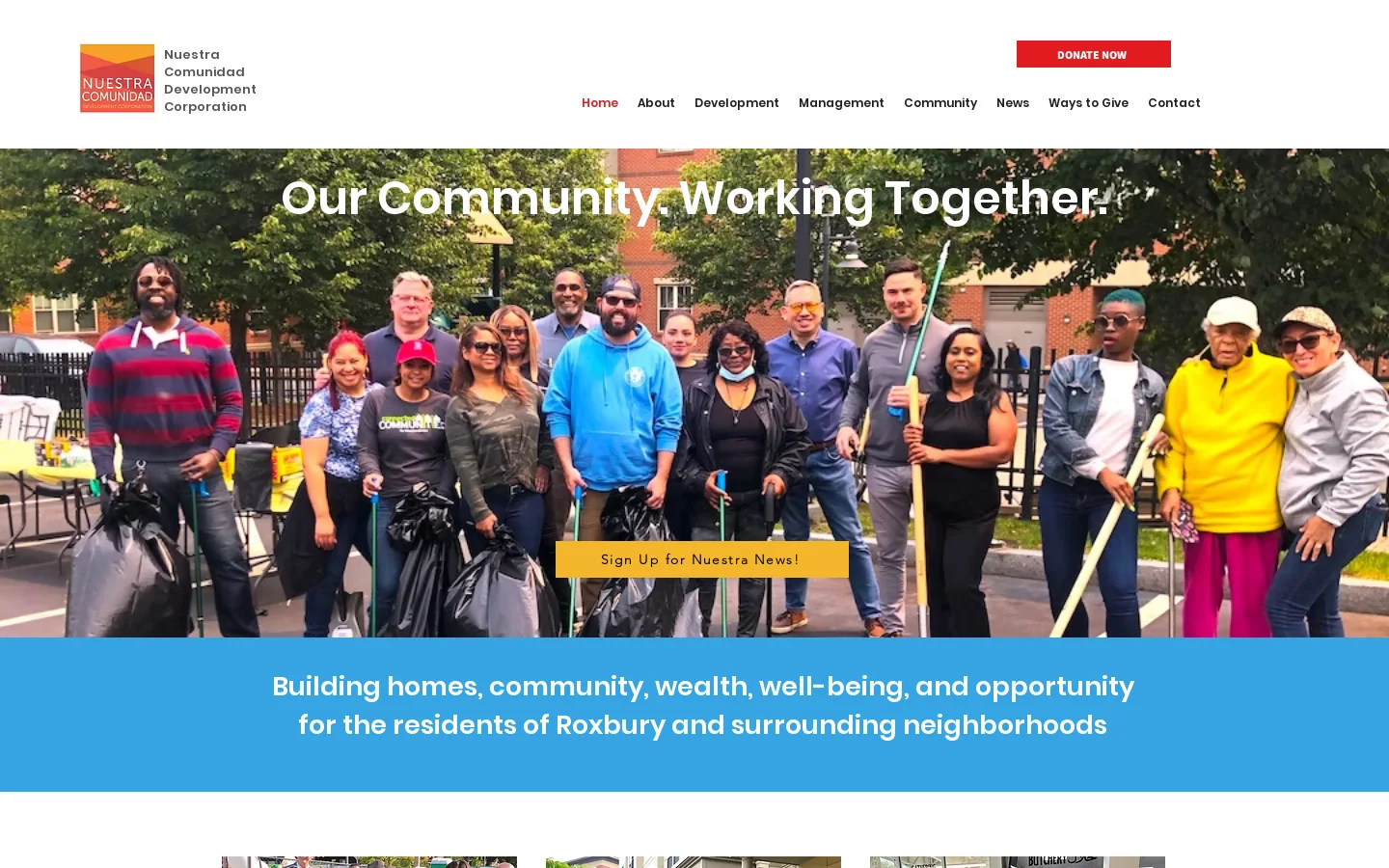 Nuestra Comunidad Development Corporation | Housing in Roxbury, Mattapan, Dorchester Homepage screenshot
