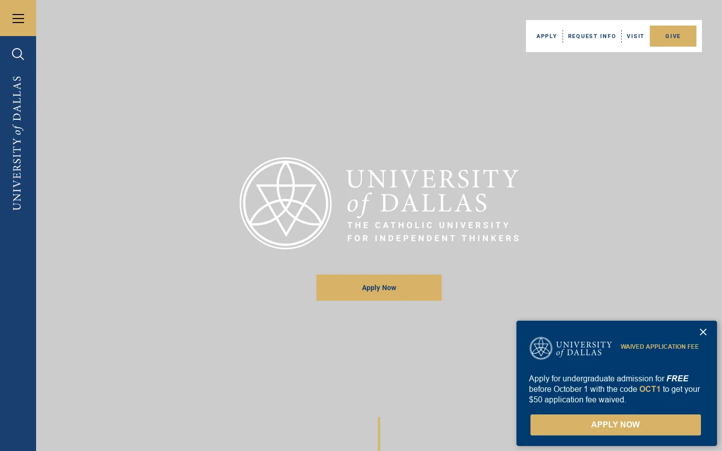 University of Dallas - The Catholic University for Independent Thinkers Homepage screenshot