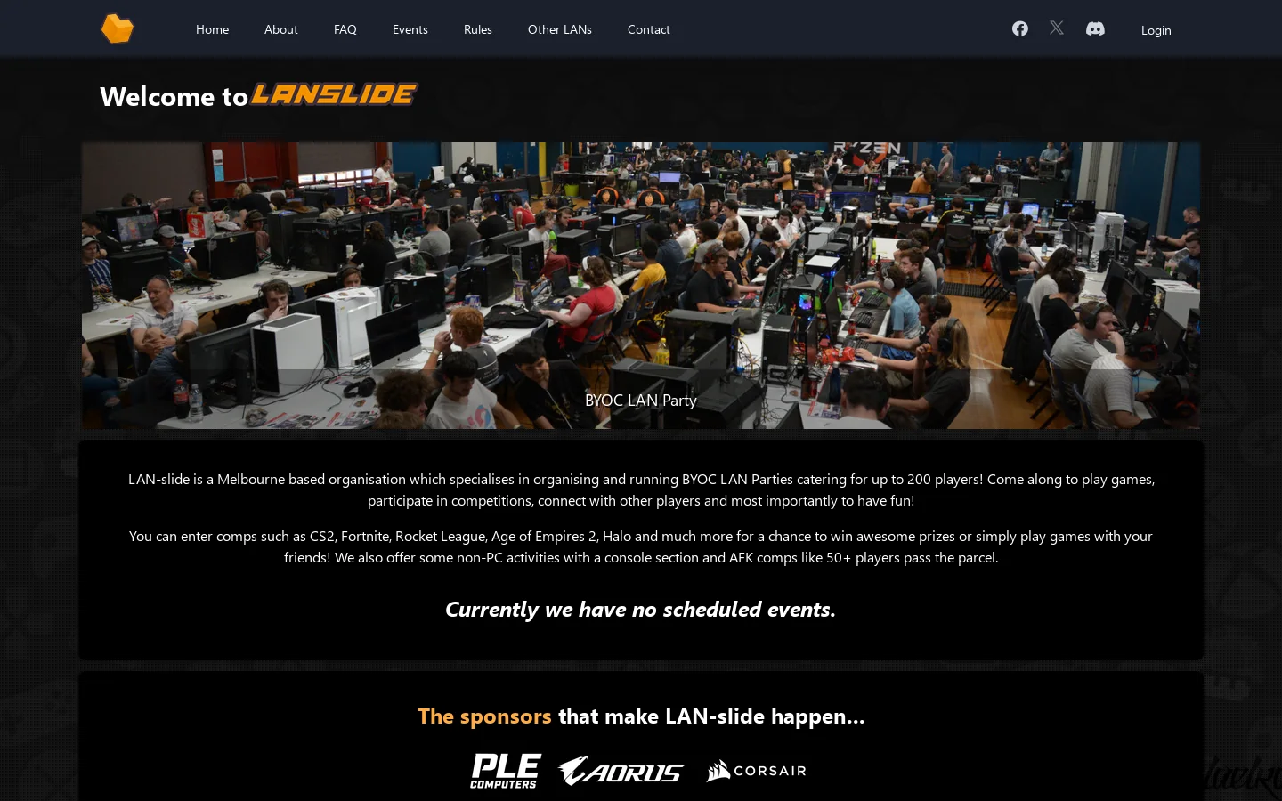 LAN-slide Melbourne Homepage screenshot