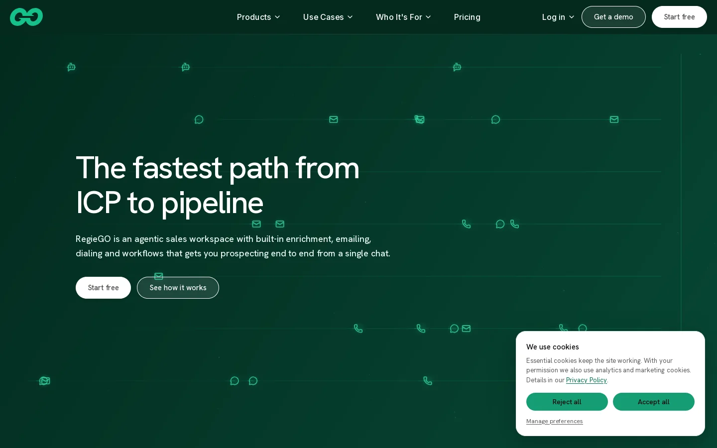 Regie.ai Homepage screenshot