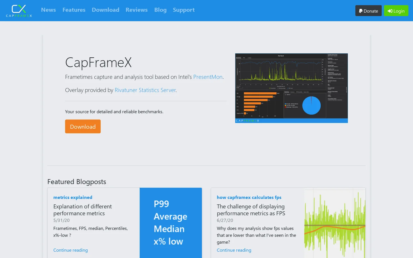 CapFrameX Homepage screenshot