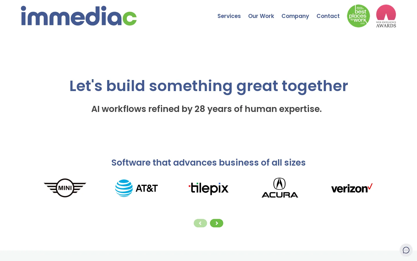 immediac Homepage screenshot