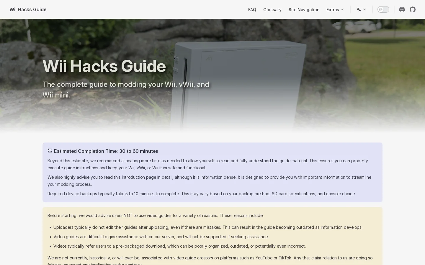 Wii Hacks Guide Homepage screenshot