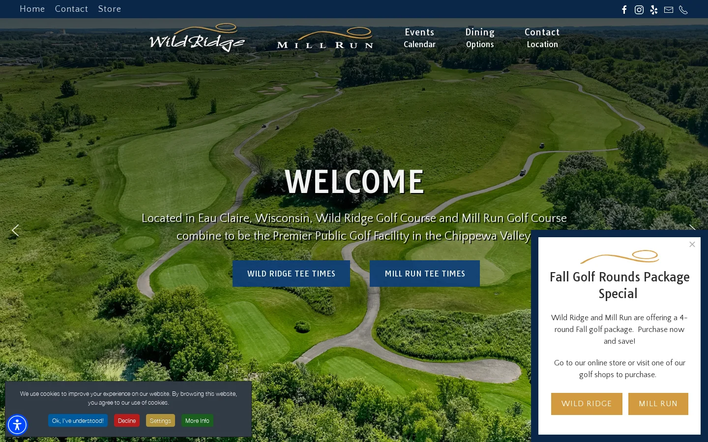 Wild Ridge & Mill Run Golf Courses | Eau Claire, WI - Home Homepage screenshot