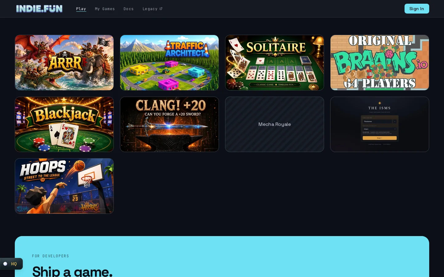 indie.fun Homepage screenshot