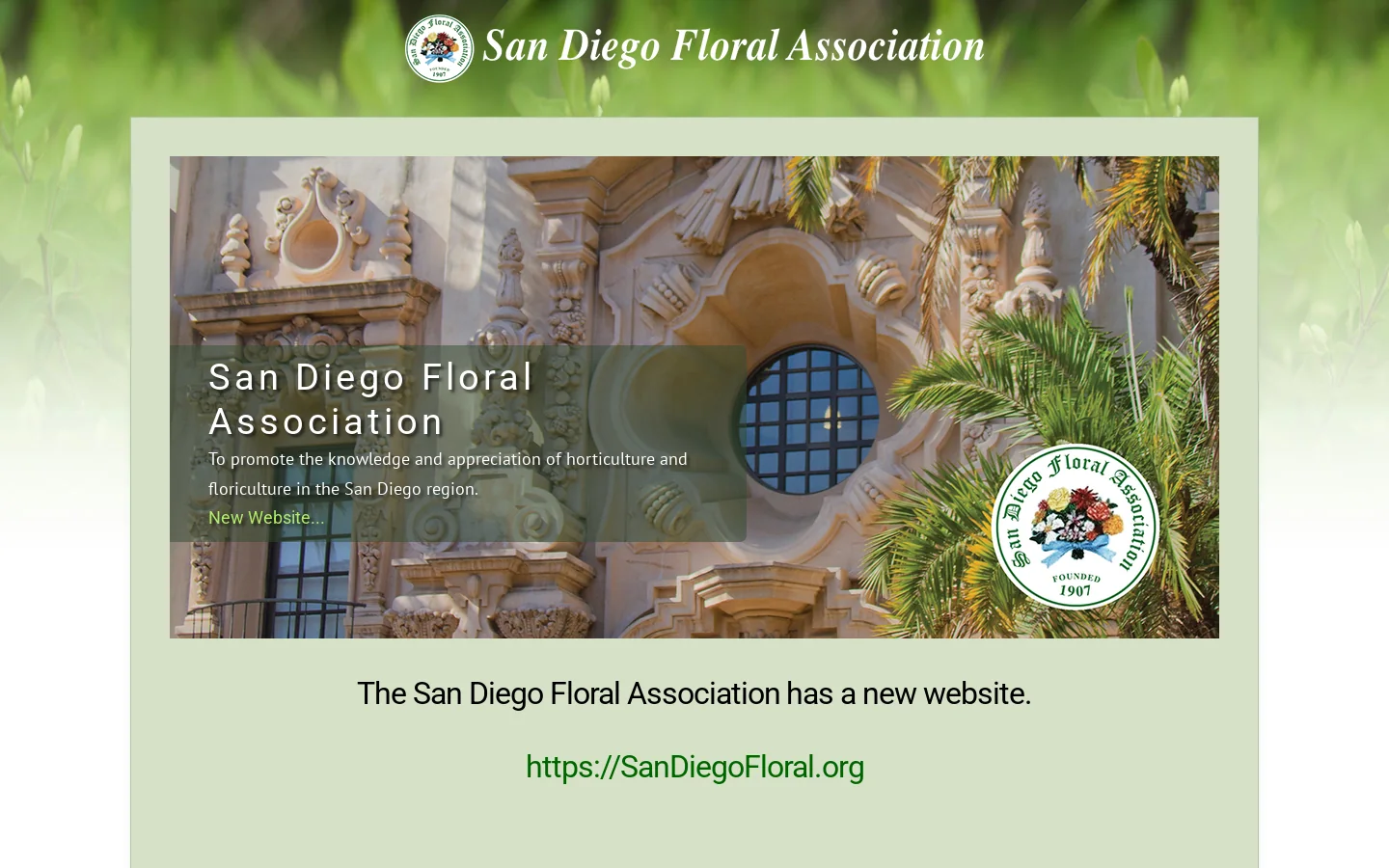 San Diego Floral Association - Home - Mediterranean Climate Gardening Homepage screenshot