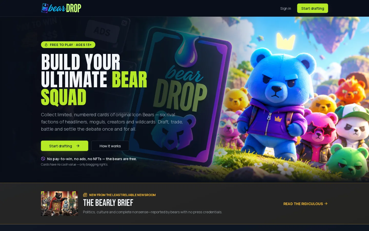 Beardrop Homepage screenshot