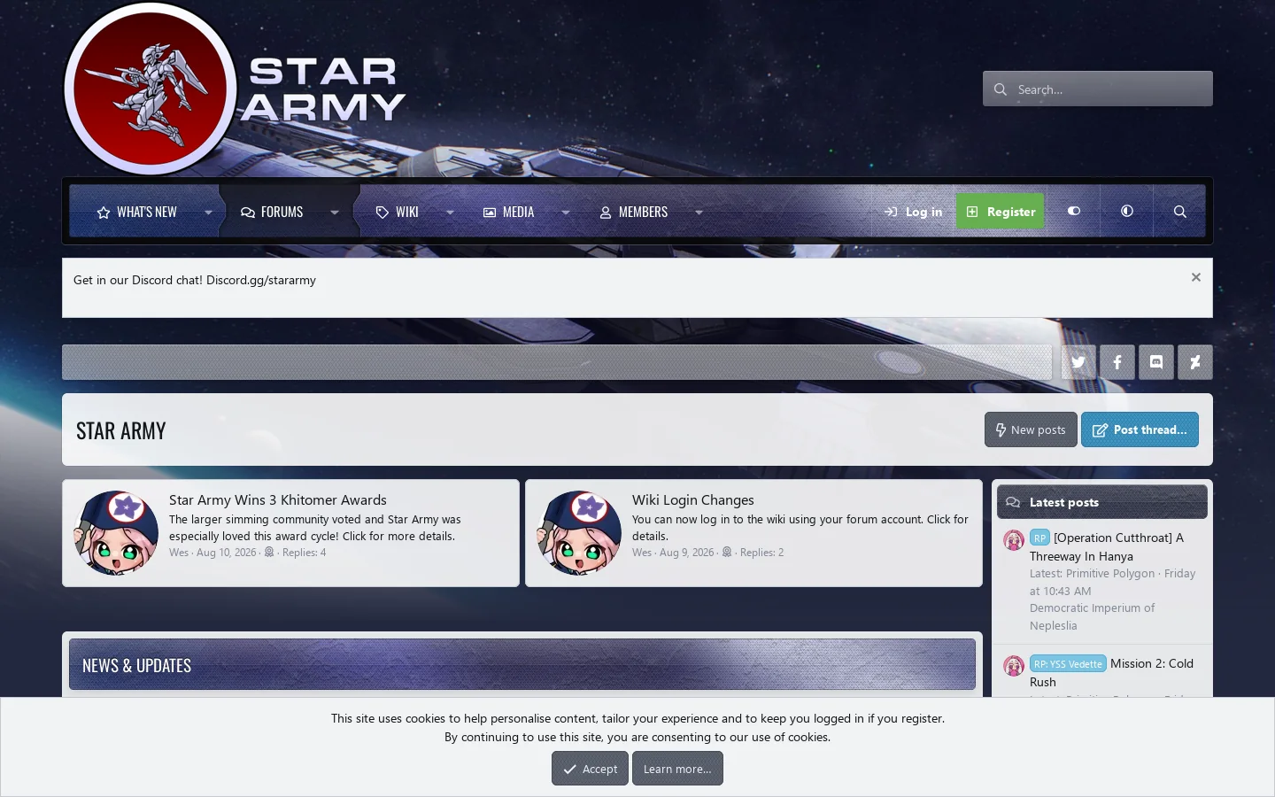 Star Army Homepage screenshot