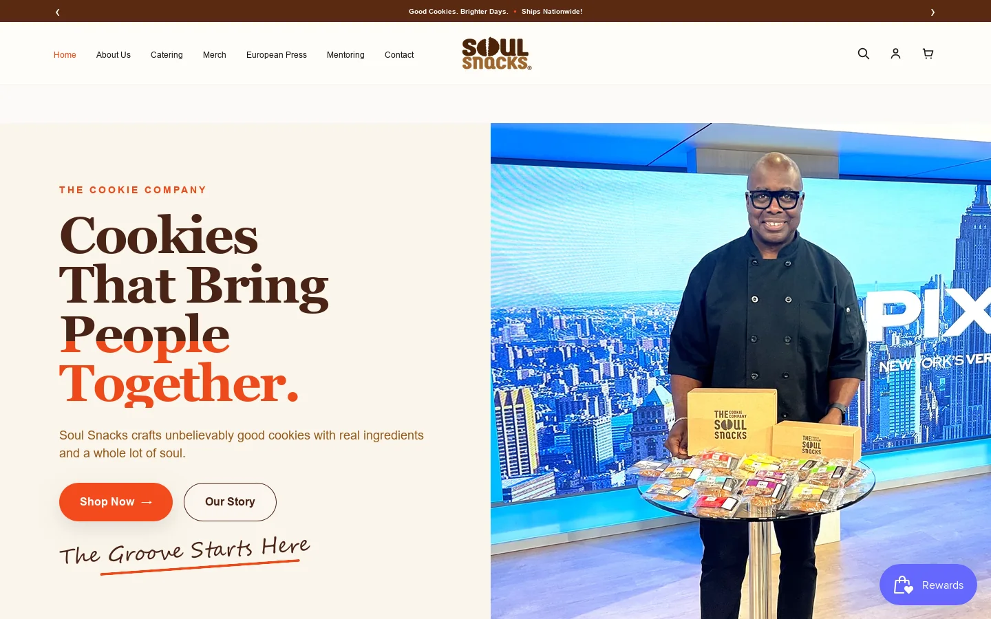 Soul Snacks Cookies Homepage screenshot