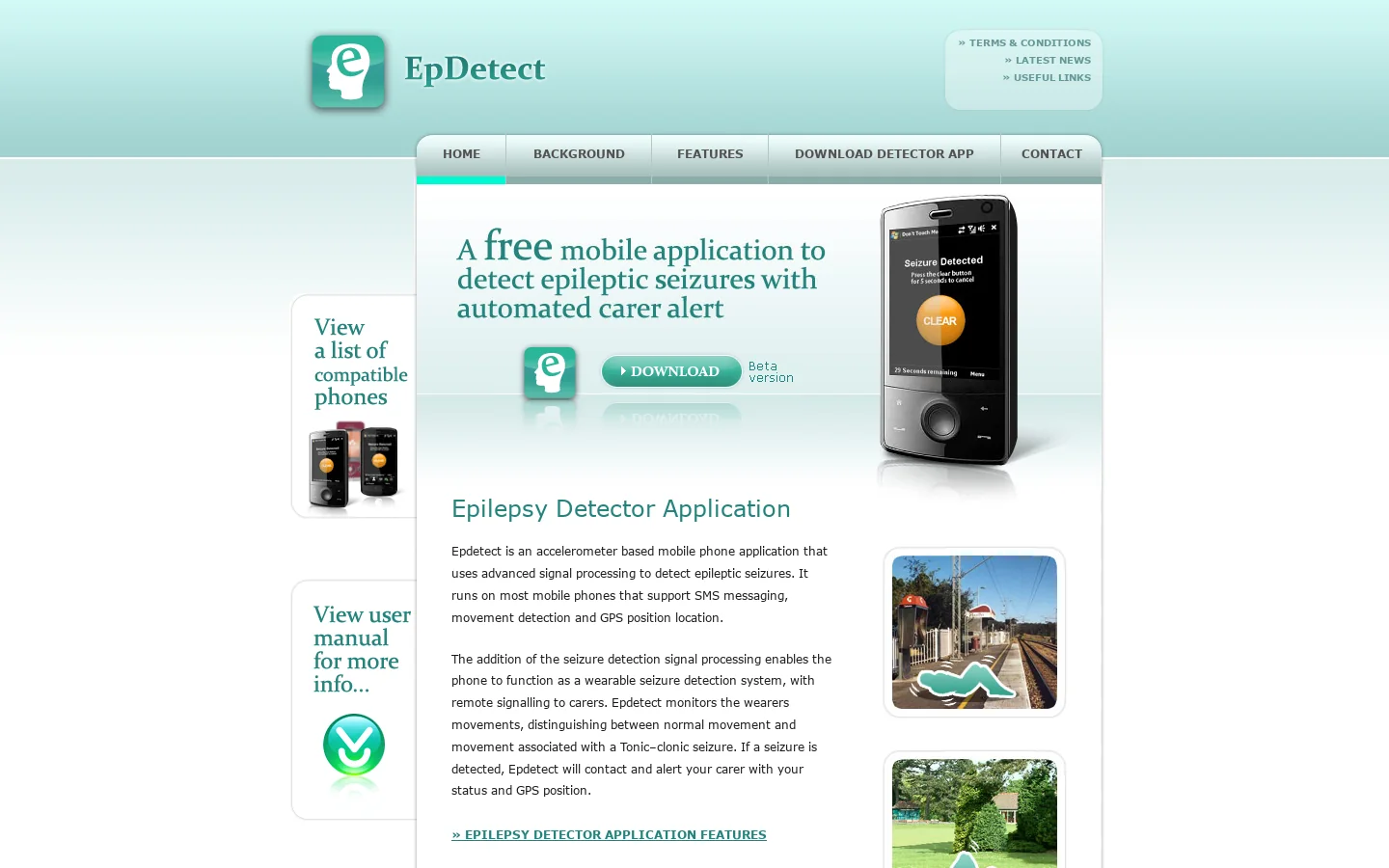 Epilepsy Phone Application | Seizure detector Homepage screenshot