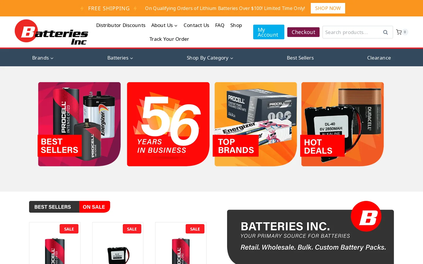 Batteries Inc Homepage screenshot