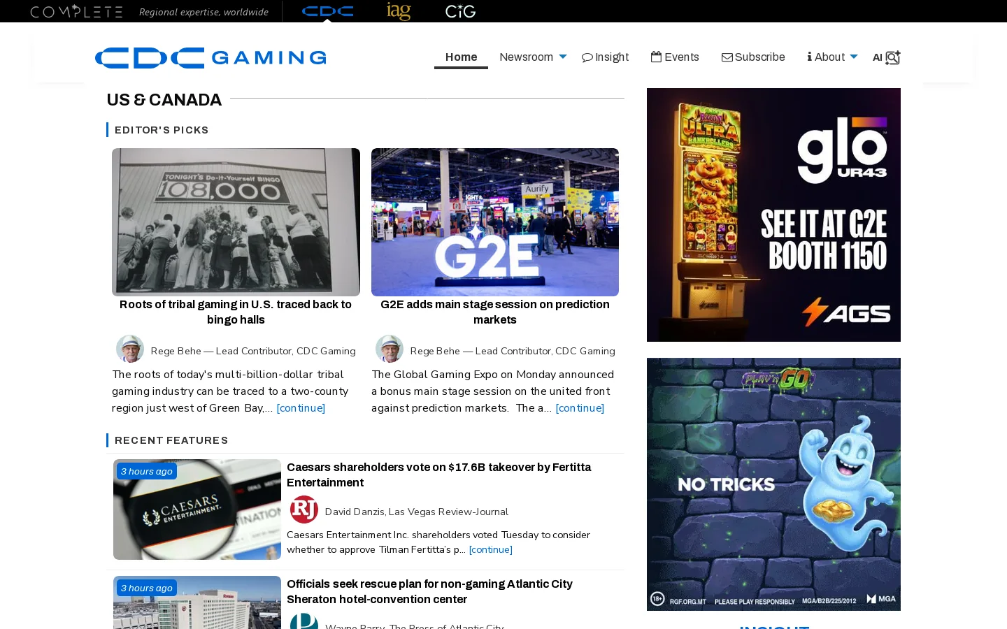 CDC Gaming Homepage screenshot