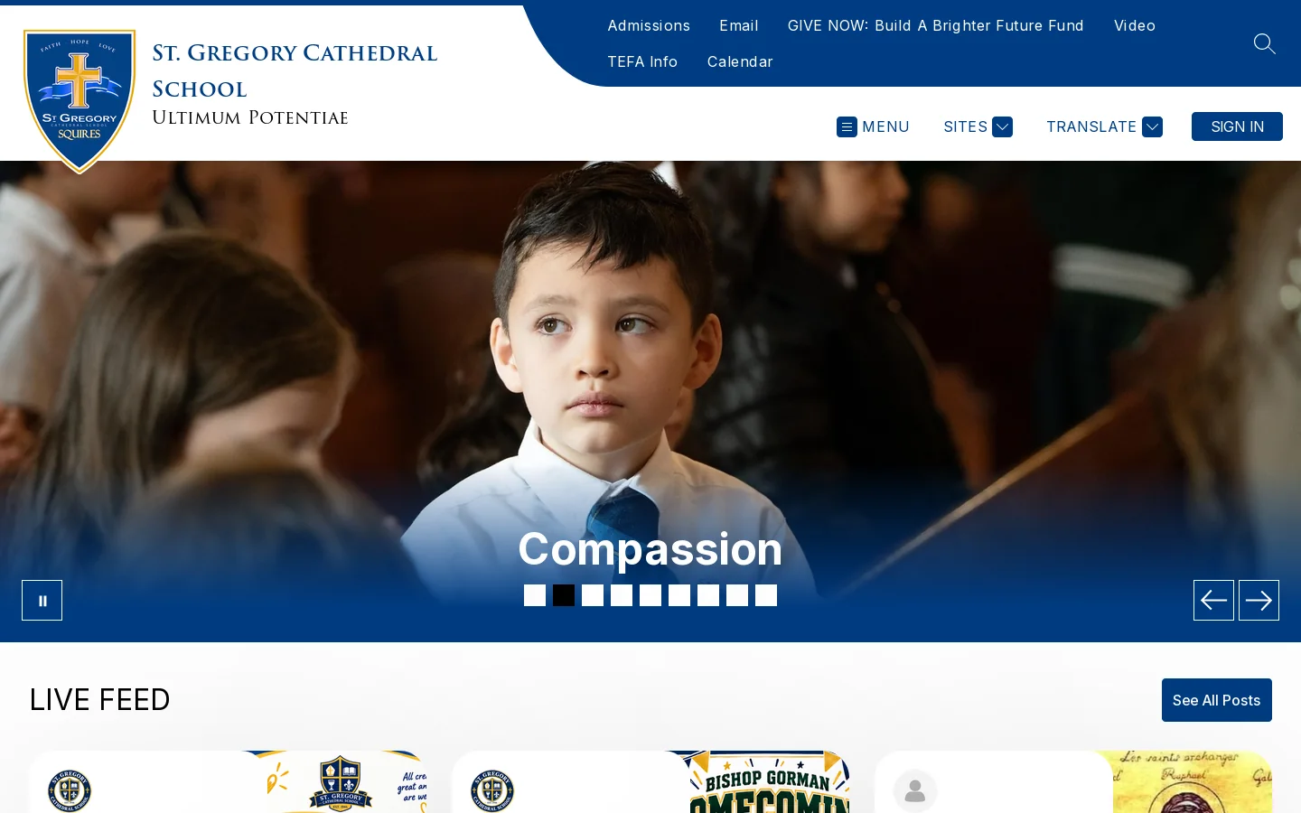 St. Gregory Cathedral School Homepage screenshot