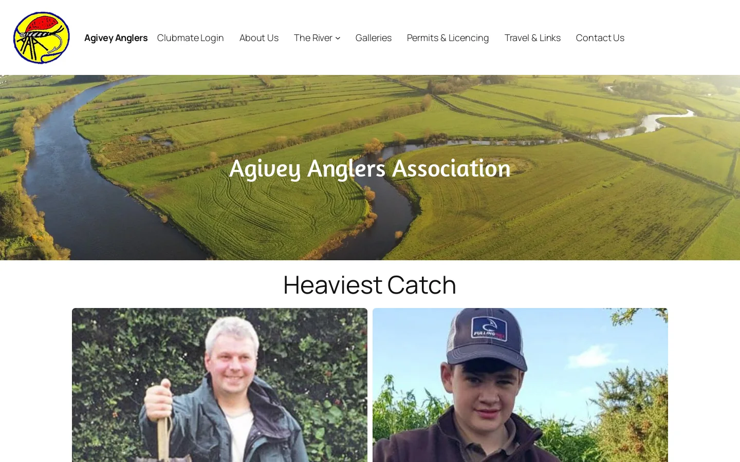 Agivey Anglers Homepage screenshot