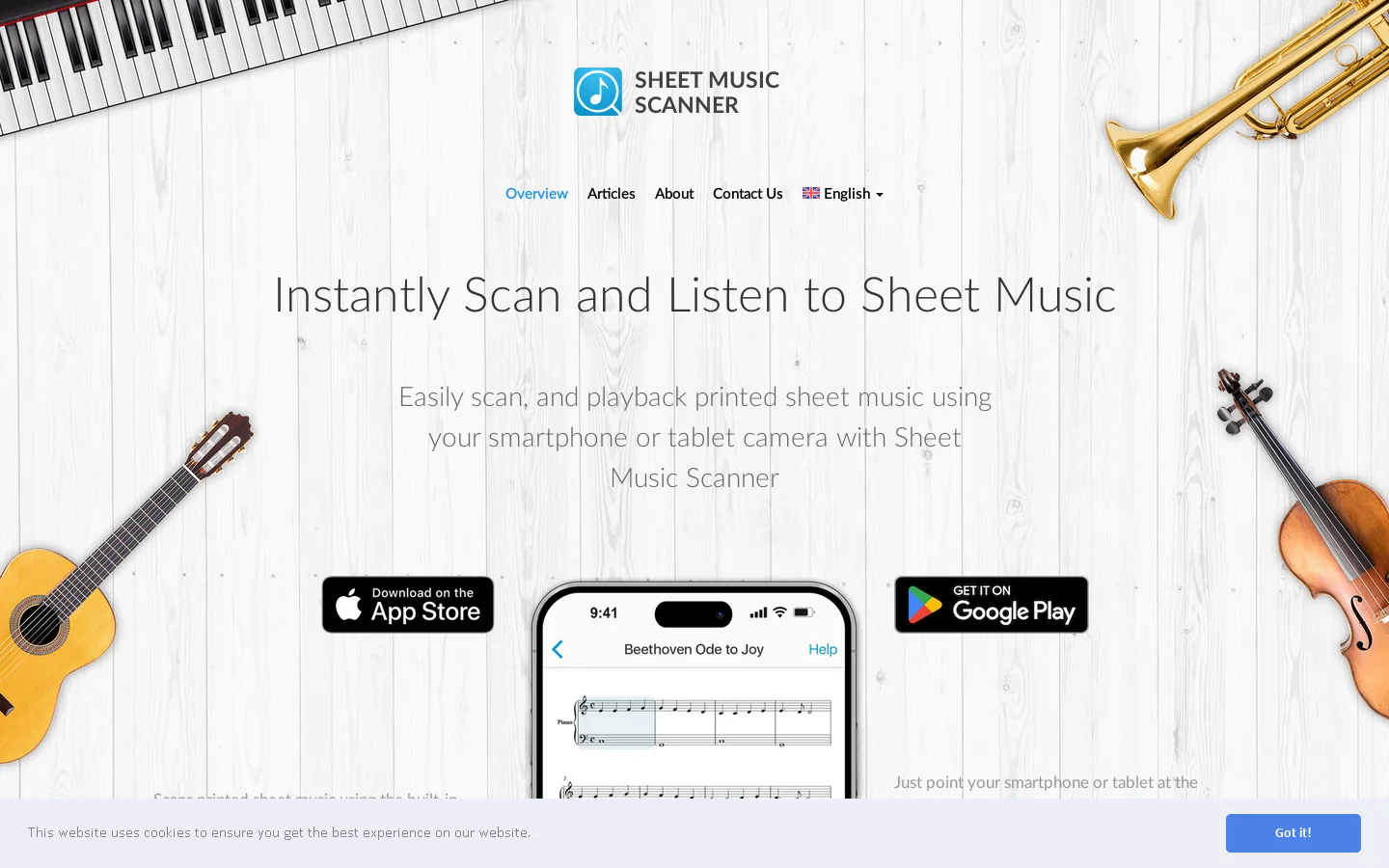 Sheet Music Scanner Homepage screenshot