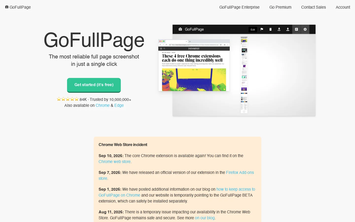 GoFullPage Homepage screenshot