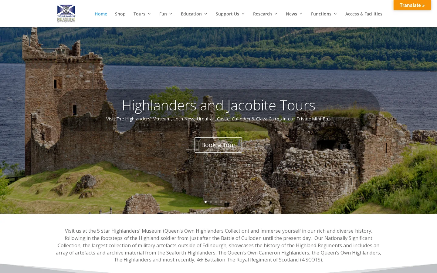 The Highlanders' Museum Homepage screenshot