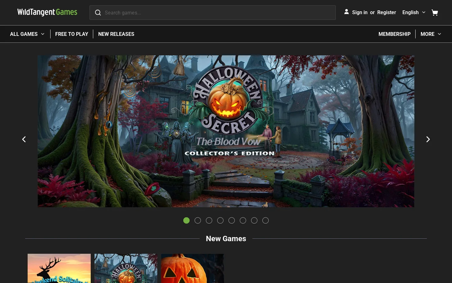 WildTangent Games Homepage screenshot
