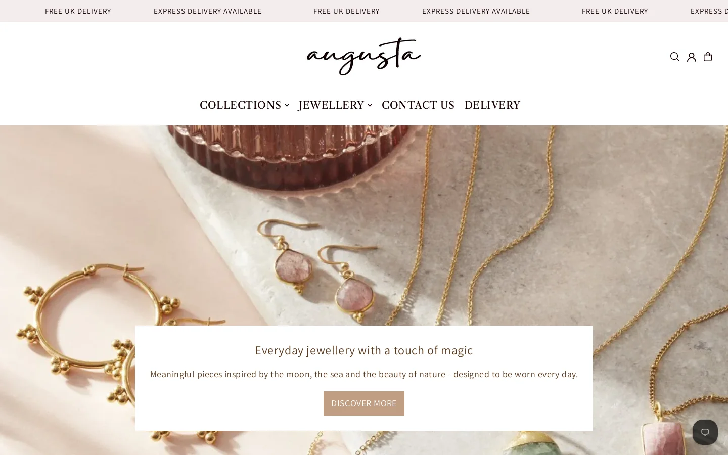 Augusta Bohemian Jewellery Homepage screenshot