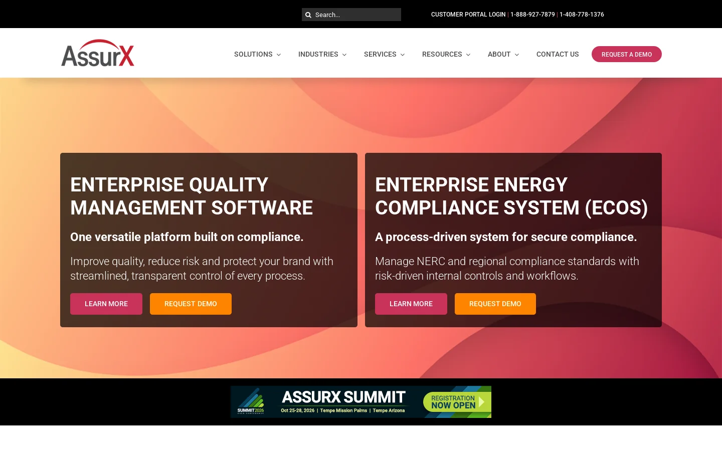 AssurX Homepage screenshot