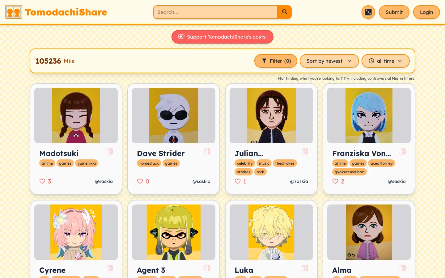 TomodachiShare Homepage screenshot